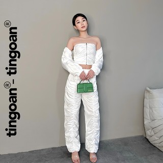 Tingoan® - quần dài cạp chun đinh 2 nơ trắng kimmie pants/wh