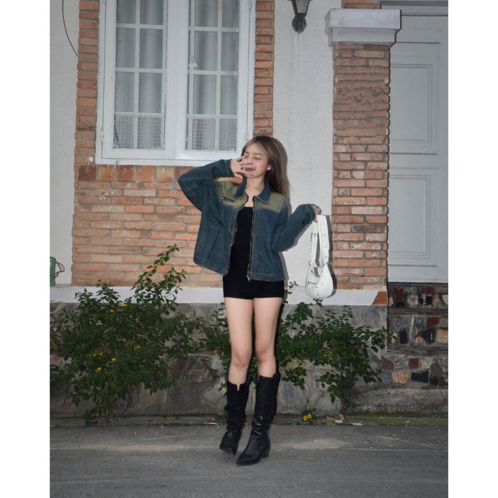 Áo Khoác Jeans - HUNGOCB RC JACKET SS23 - Hungocb Studio - Form Crop Khóa Zip