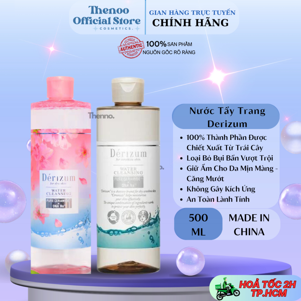 Nước Tẩy Trang Derizum Chiết Xuất Trái Cây Cấp Ẩm Dịu Nhẹ Cho Da 300ml - 500ml Nhật Bản