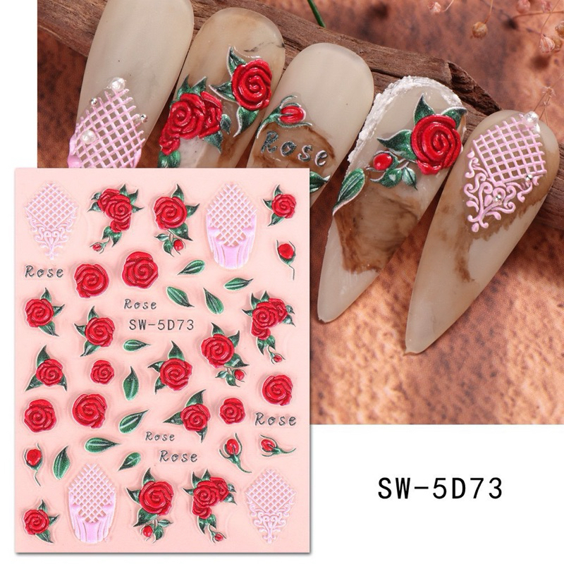sticker hoa nổi 5d trang trí móng
