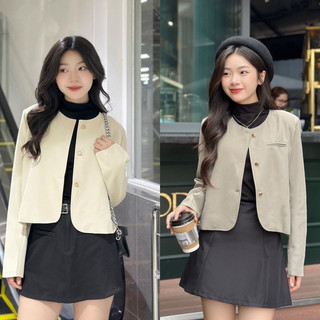 Áo blazer dáng lửng khuy đồng phong cách basic snupi