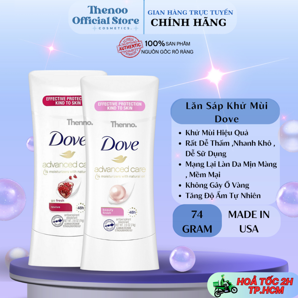 Lăn Khử Mùi Nữ Dạng Sáp Dove Advanced Care Go Fresh 48h 74gr - Hàng Mỹ