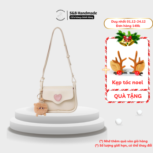 Túi đan tay handmade da Pu có hình trái tim hồng làm quà tặng thể hiện tình yêu với bạn gái - S&B