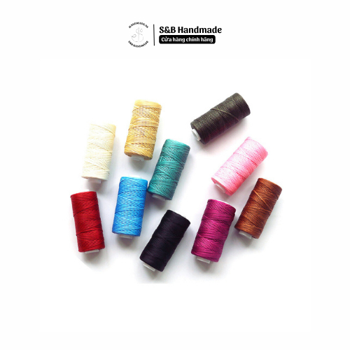 Chỉ sáp sợi dẹt may túi ví da S&B Handmade size 0.8mm dùng để may đồ da thủ công cụ da cuộn dài 50m
