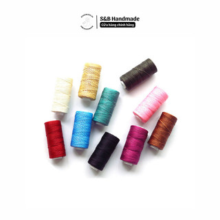 Chỉ sáp sợi dẹt may túi ví da S&B Handmade size 0.8mm dùng để may đồ da thủ công cụ da cuộn dài 50m
