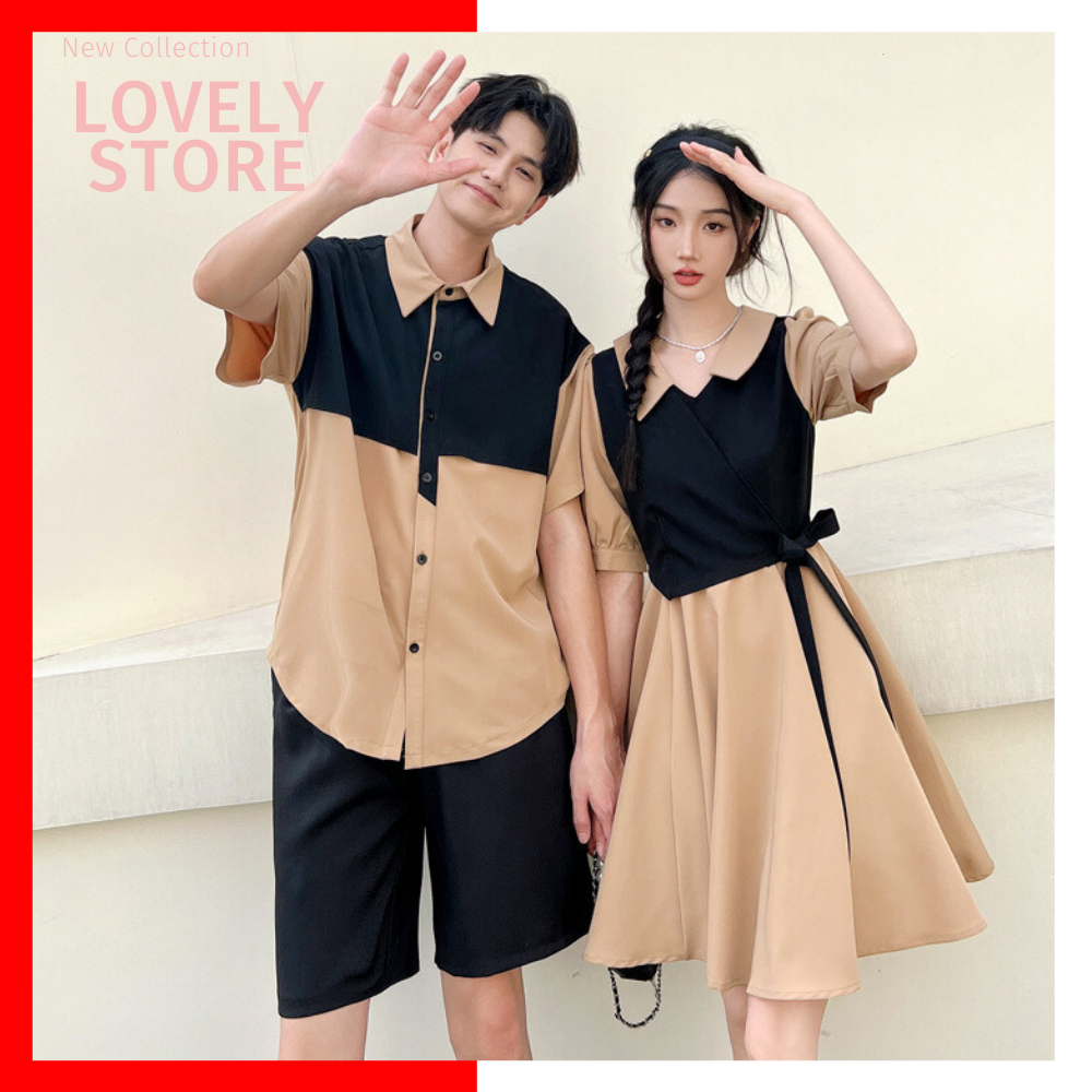 Đồ đôi couple set áo sơ mi nam váy nữ LOVELY STORE 11