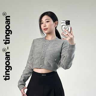 TINGOAN - Áo len xù cardigan cổ tròn vân quả trám nổi dài tay xám RACHEL TOP/GR phiên bản mới nhất t6.2024
