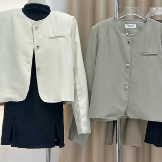Áo Blazer Dáng Lửng Khuy Đồng Phong Cách Basic SNUPI