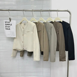 Áo Blazer Dáng Lửng Khuy Đồng Phong Cách Basic SNUPI