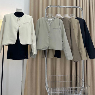Áo Blazer Dáng Lửng Khuy Đồng Phong Cách Basic SNUPI