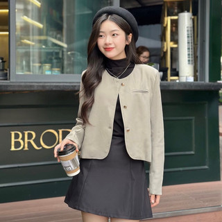Áo Blazer Dáng Lửng Khuy Đồng Phong Cách Basic SNUPI