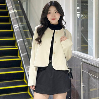 Áo Blazer Dáng Lửng Khuy Đồng Phong Cách Basic SNUPI