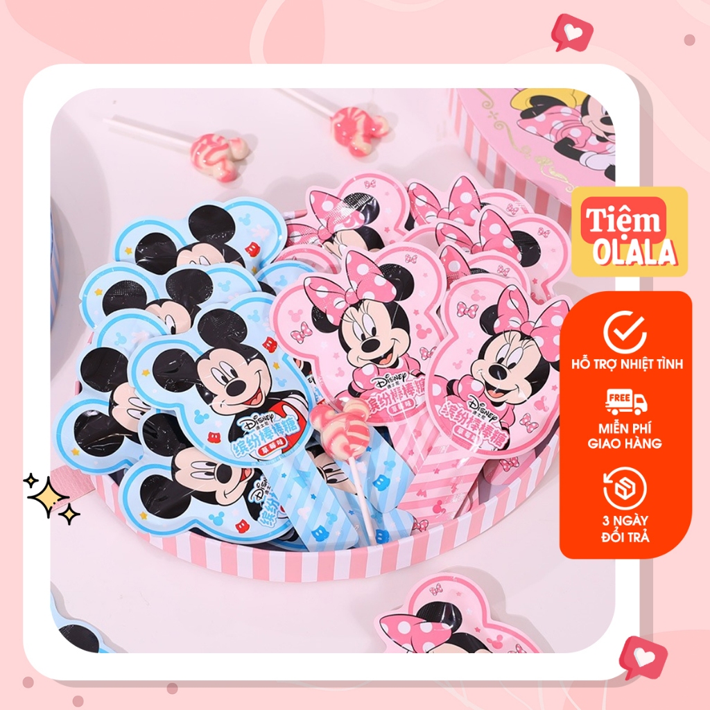 Kẹo Mút Sữa Vị Dâu Chuột Mickey và Minnie Tiệm Olala