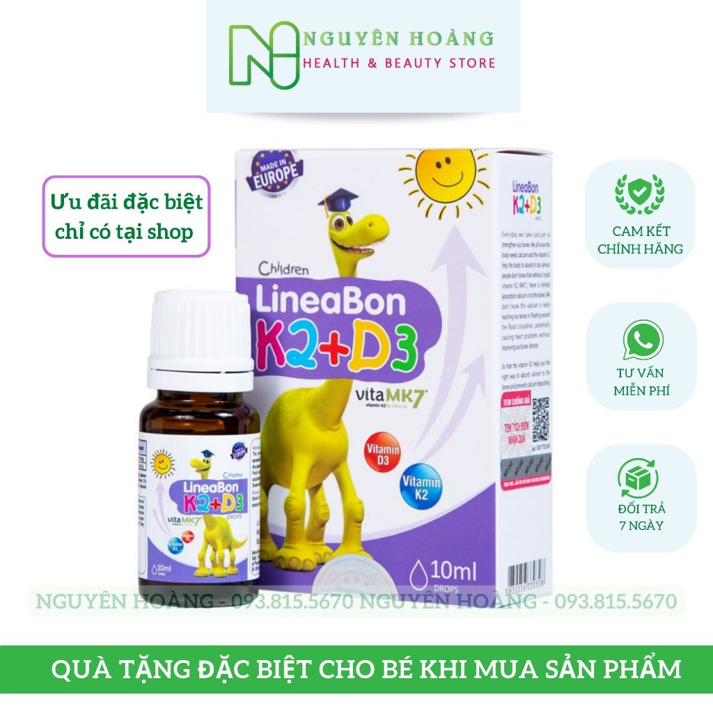 LineaBon vitamin D3 K2 - vitamin nhỏ giọt tăng chiều cao cho bé