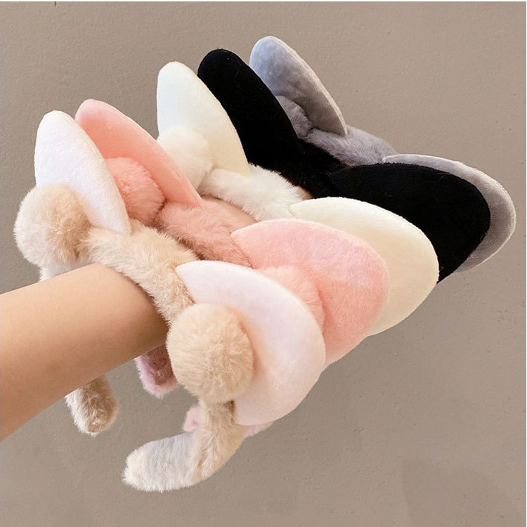 Băng Đô Cài Tóc Tai Thỏ Lông Nhung Mềm Mại Xinh Xắn MEILI STORE