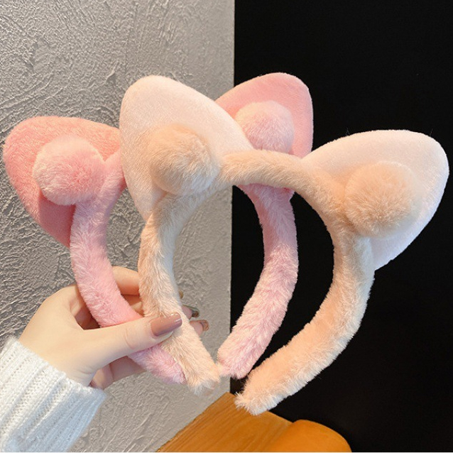 Băng Đô Cài Tóc Tai Thỏ Lông Nhung Mềm Mại Xinh Xắn MEILI STORE