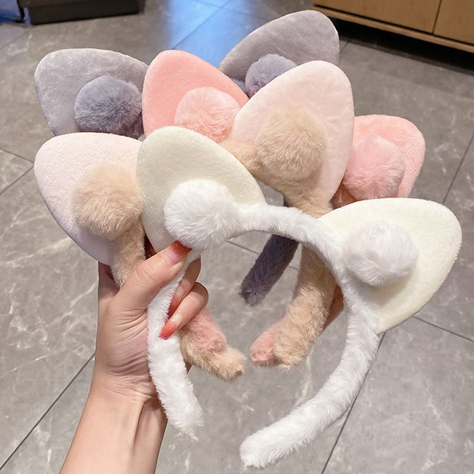 Băng Đô Cài Tóc Tai Thỏ Lông Nhung Mềm Mại Xinh Xắn MEILI STORE