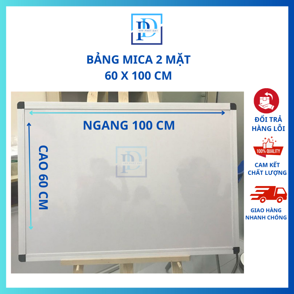 Bảng Trắng Mica 2 Mặt Viết Bút Lông 60x100cm Viền Nhôm - bảng treo tường- bảng viết bút lông