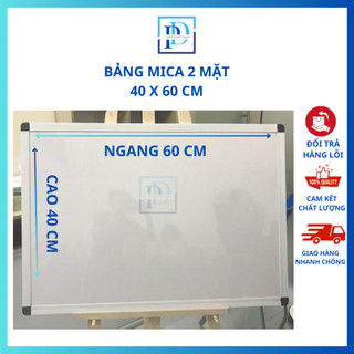 Bảng Trắng Mica 2 Mặt Viết Bút Lông và viết phấn 40x60cm Viền Nhôm - bảng treo tường