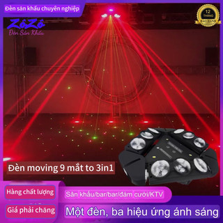 Đèn moving 9 mắt to 3in1,đèn sân khấu 9 mắt lớn 3in1