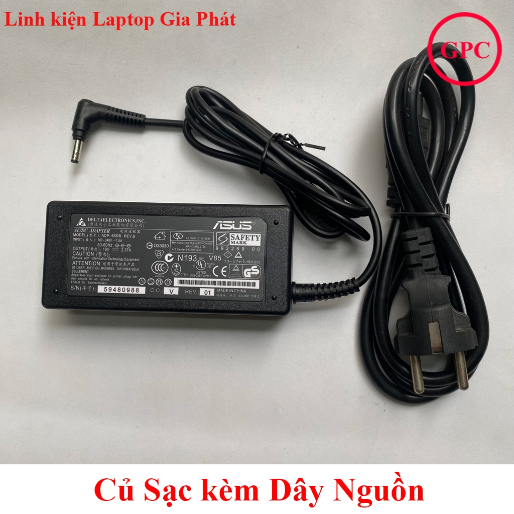 Sạc Laptop Asus 19V 2.37A 45W chân nhỏ 4.0x1.35mm mẫu thay thế củ Hình Chữ Nhật