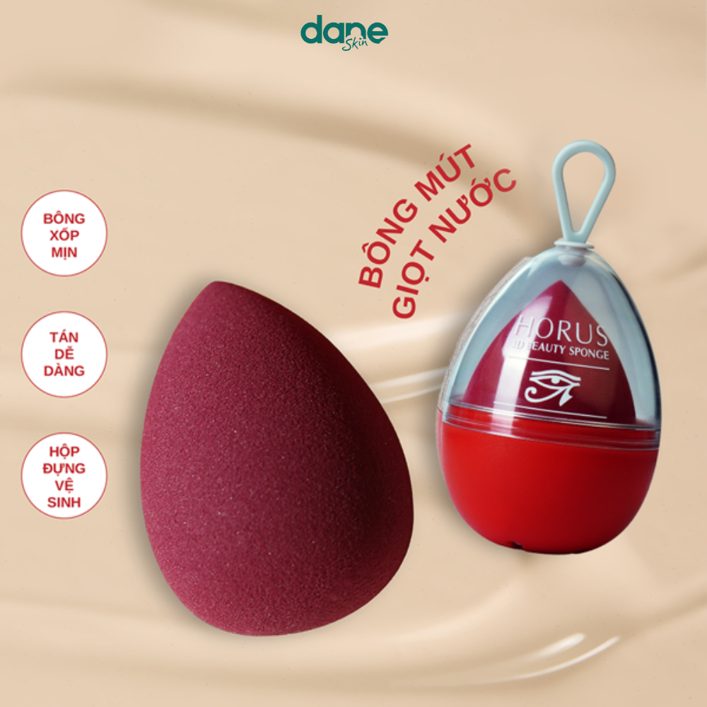 Mút Trang Điểm Horus Màu Đỏ, Hồng 3D Beauty Sponge nhẹ, dai mềm, ít hút nền