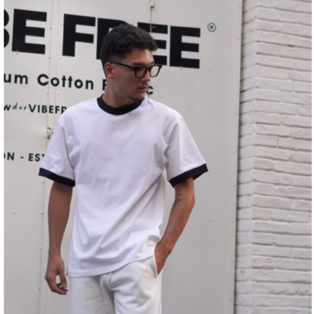 Áo thun viền phối bo VIBE FREE cotton 100% cao cấp