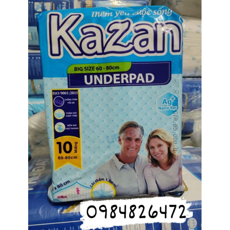 Tả lót người già hàng trần 10 miếng size XL 60x80cm cho bệnh nhân, phụ nữ sau sinh, người lớn tuổi dày hơn thấm hút tốt