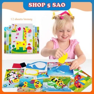Combo 10 tranh dán xếp hình 3d bằng xốp nhiều chủ đề đáng yêu cho bé