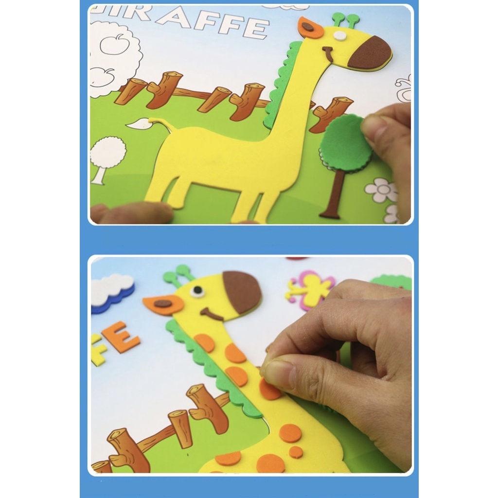 Combo 10 Tranh Dán Xếp Hình 3D Bằng Xốp Nhiều Chủ Đề Đáng Yêu Cho Bé