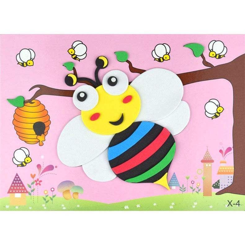 Combo 10 Tranh Dán Xếp Hình 3D Bằng Xốp Nhiều Chủ Đề Đáng Yêu Cho Bé