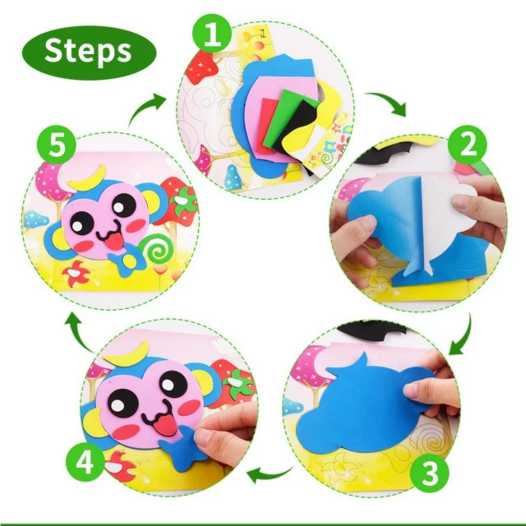 Combo 10 Tranh Dán Xếp Hình 3D Bằng Xốp Nhiều Chủ Đề Đáng Yêu Cho Bé