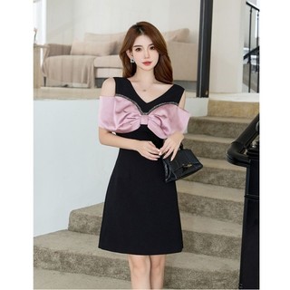 Đầm suông dự tiệc khoét vai phối đá cao cấp