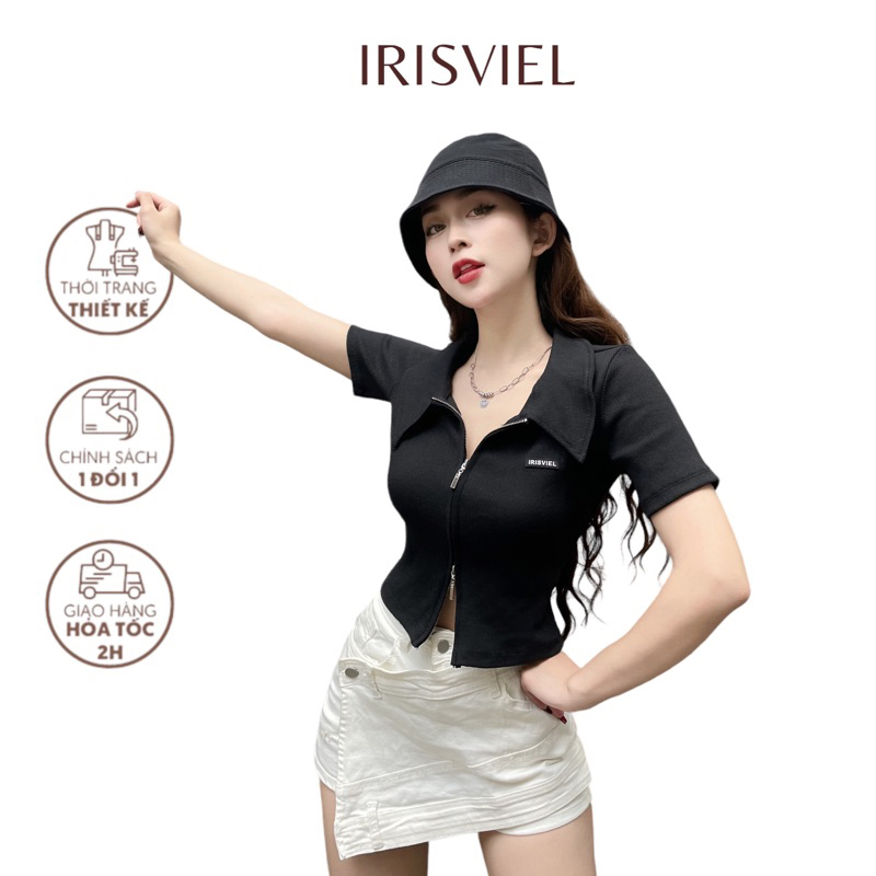 Áo Cổ Đức Khoá Kéo 2 Chiều Irisviel, Áo Polo Nữ Cá Tính Dáng Lửng Trẻ Trung Size S/M