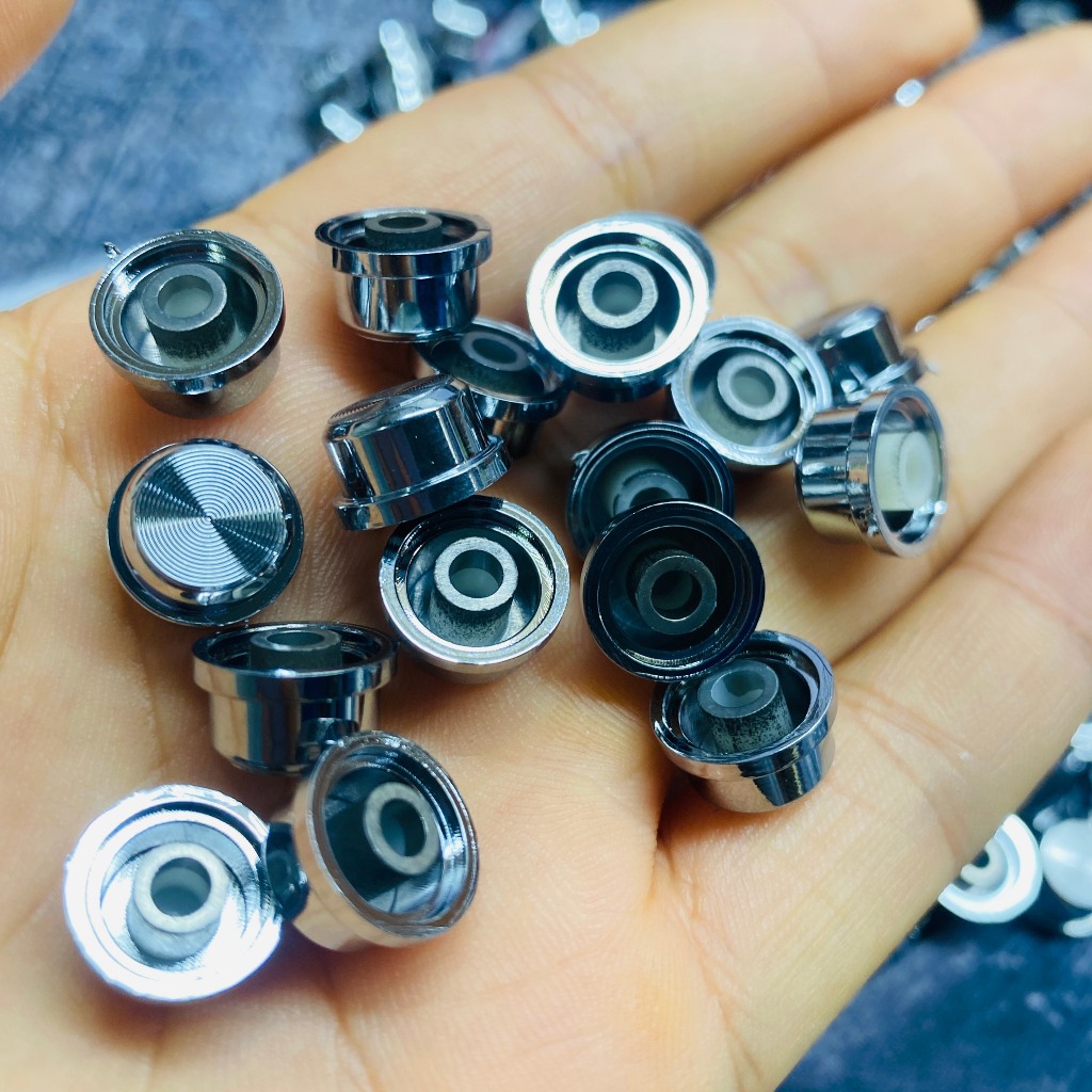 Nút nhấn nhựa vòng tròn đồng tâm, trang trí mặt control Loa