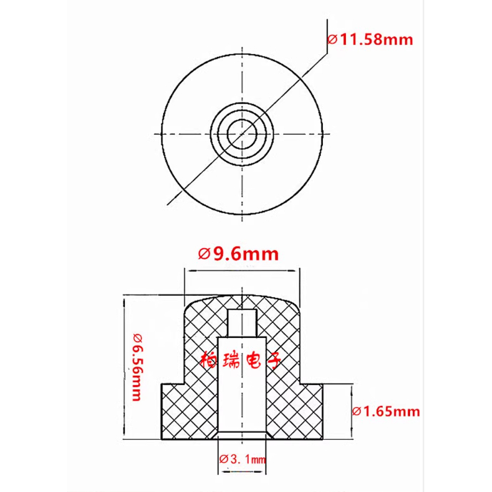 Nút nhấn nhựa vòng tròn đồng tâm, trang trí mặt control Loa