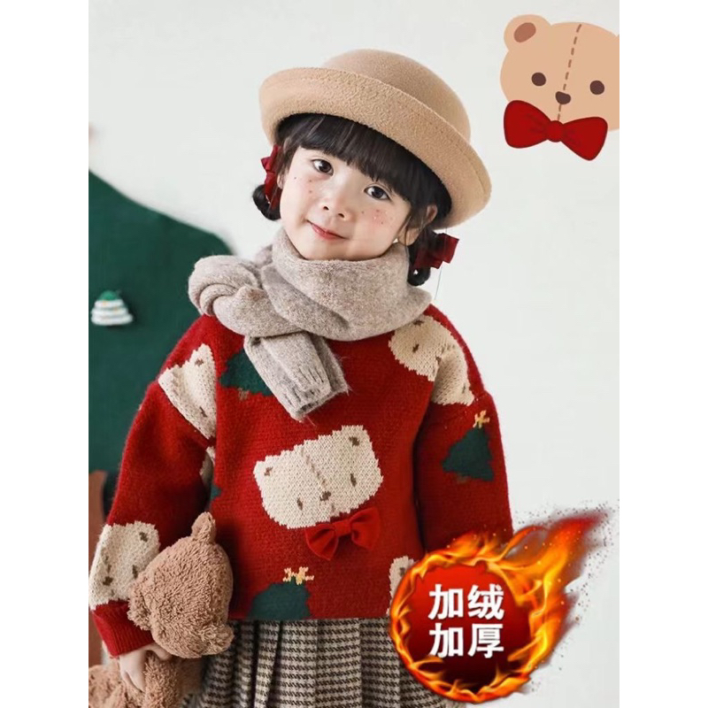 Áo len noel gấu nơ hàng QCCC cho bé diện noel tết
