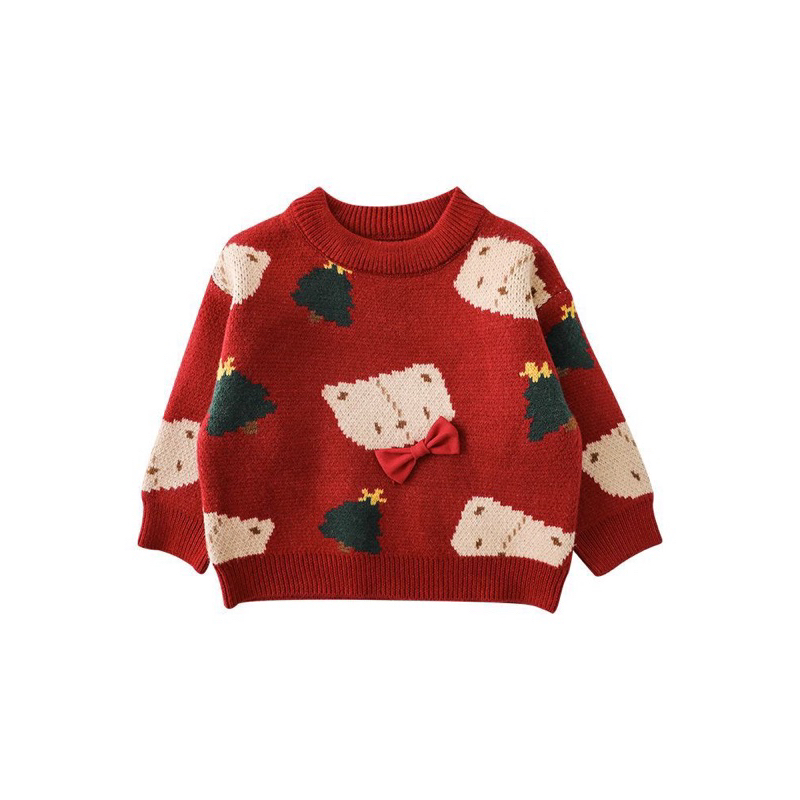 Áo len noel gấu nơ hàng QCCC cho bé diện noel tết