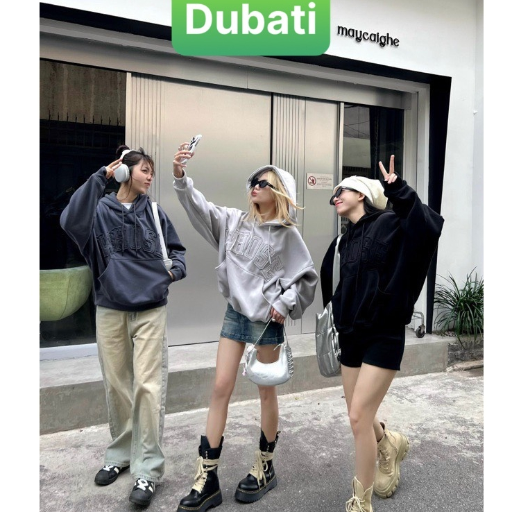 ÁO NỈ, ÁO KHOÁC HOODIE BOXY THÊU ĐẮP VẢI WHOSE HOT TREND TEEN 2024 MÙA ĐÔNG - DUBATI FASHION