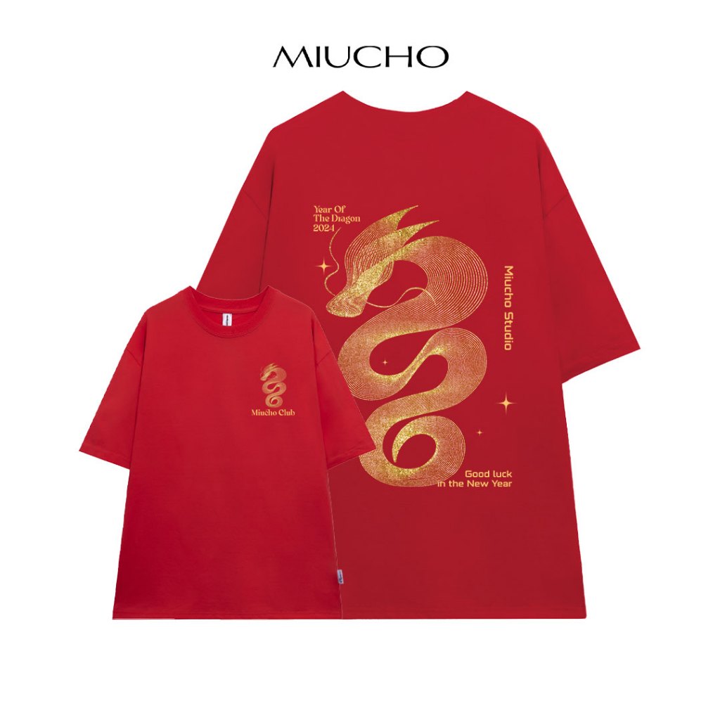 Áo thun unisex local brand form rộng ATD753 Miucho cotton cổ tròn in mix