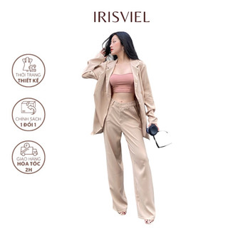 Áo Khoác Blazer Tay Dài Form Suông Rộng 1 Lớp Màu Đen Kết Hợp Rút Dây Sườn Cá Tính IRISVIEL