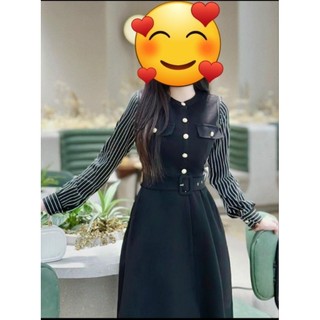 Đầm HB midi dài thanh lịch, hàng 1 lớp, kèm đai