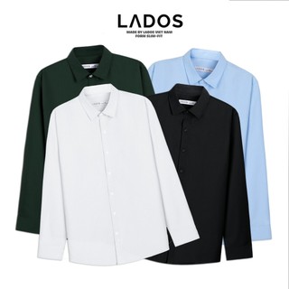 Áo sơ mi nam trơn dài tay vải lụa cao cấp LADOS-8118 kiểu dáng basic sang trọng, lịch sự, công sở