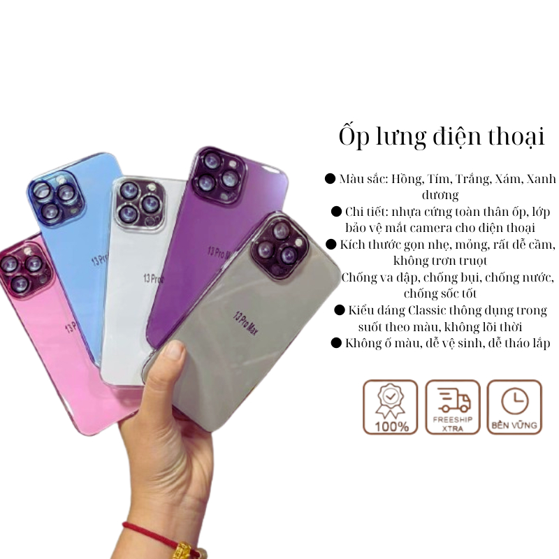 Ốp Điện Thoại PC Cứng Mặt Nhám Bảo Vệ Ống Kính Máy Ảnh Toàn Diện Cho for IPhone - Prami