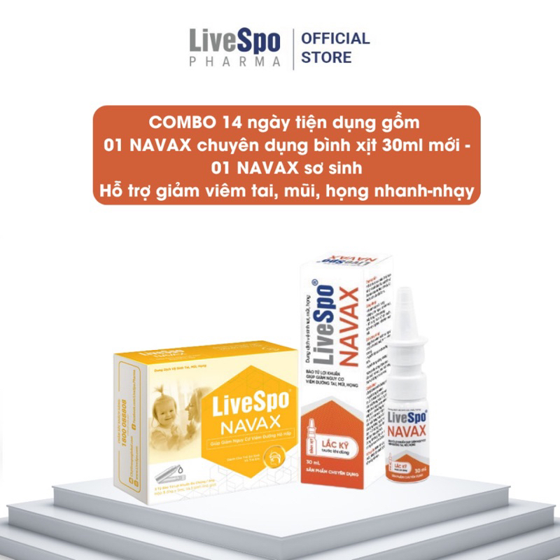 Combo Livespo Navax chuyên dụng bình xịt 30ml và Navax kids  giúp giảm nguy cơ viem tai mũi họng