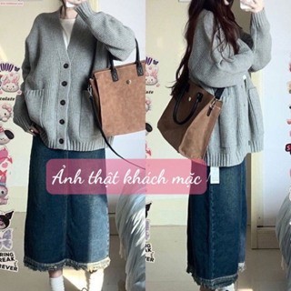 Áo khoác Cardigan len trơn basic dáng rộng dày dặn phong cách Hàn Quốc năng động hàng QCCC  SP54