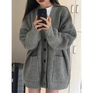 Áo khoác Cardigan len trơn basic dáng rộng dày dặn phong cách Hàn Quốc năng động hàng QCCC  SP54