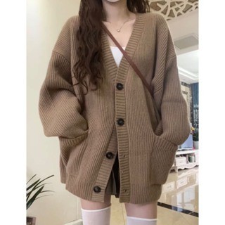 Áo khoác Cardigan len trơn basic dáng rộng dày dặn phong cách Hàn Quốc năng động hàng QCCC  SP54