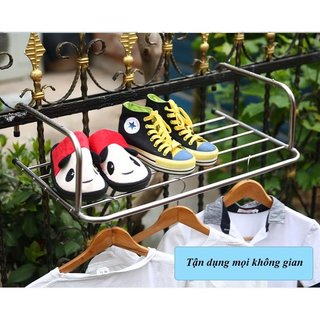 Giá phơi ban công Inox tiện dụng phơi đồ, để đồ đa năng