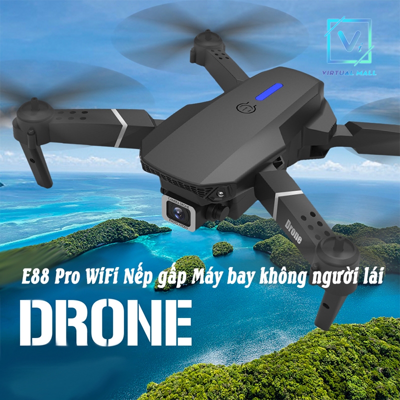 Flycam E88 Pro Mini Chất Lượng 4K HD, Kết Nối Wifi Với ĐIện Thoại, Điều Khiển Từ Xa Quay Phim Và Chụp Ảnh Trên Không